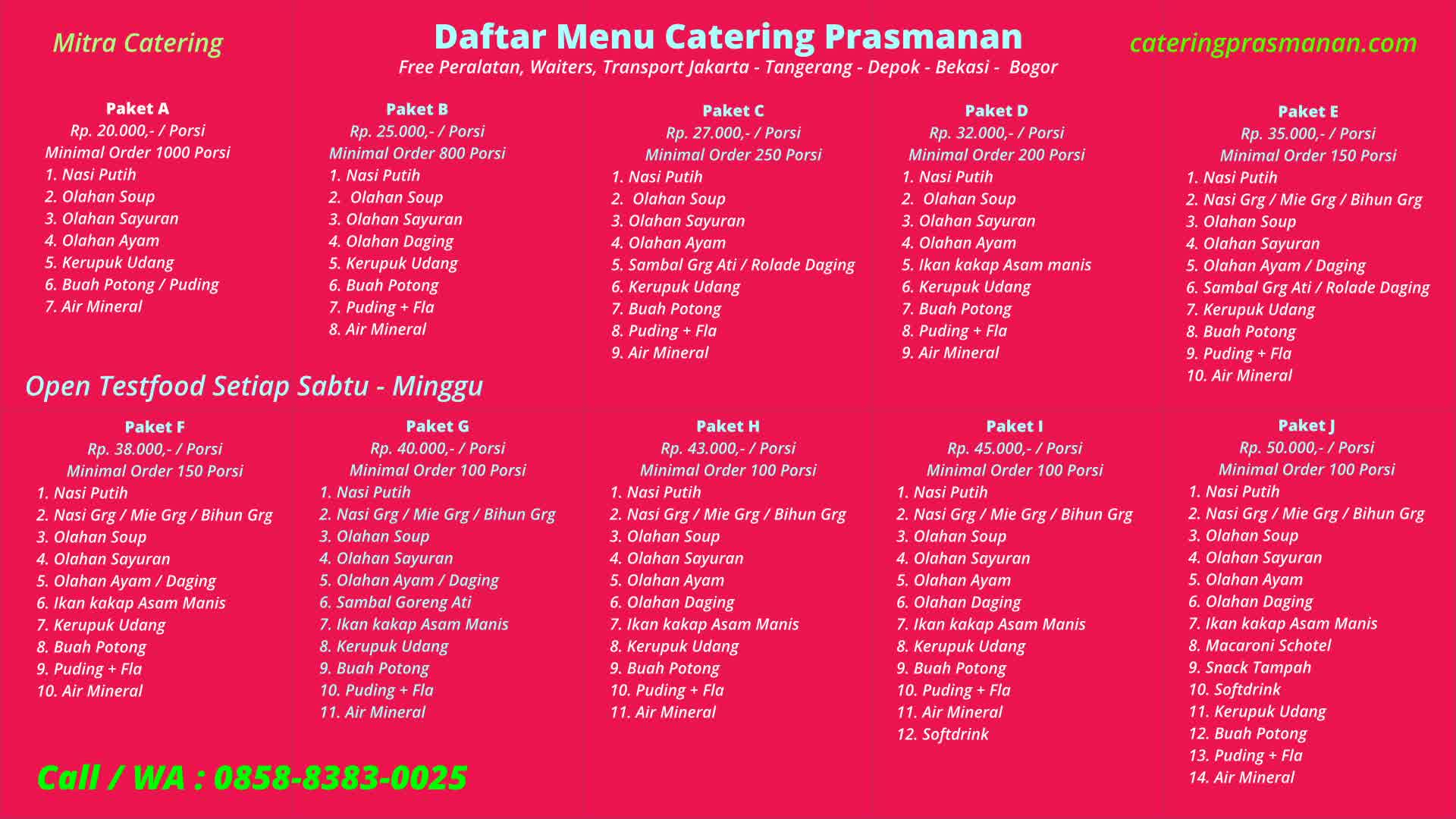 Daftar harga paket catering pernikahan murah di rumah dan gedung