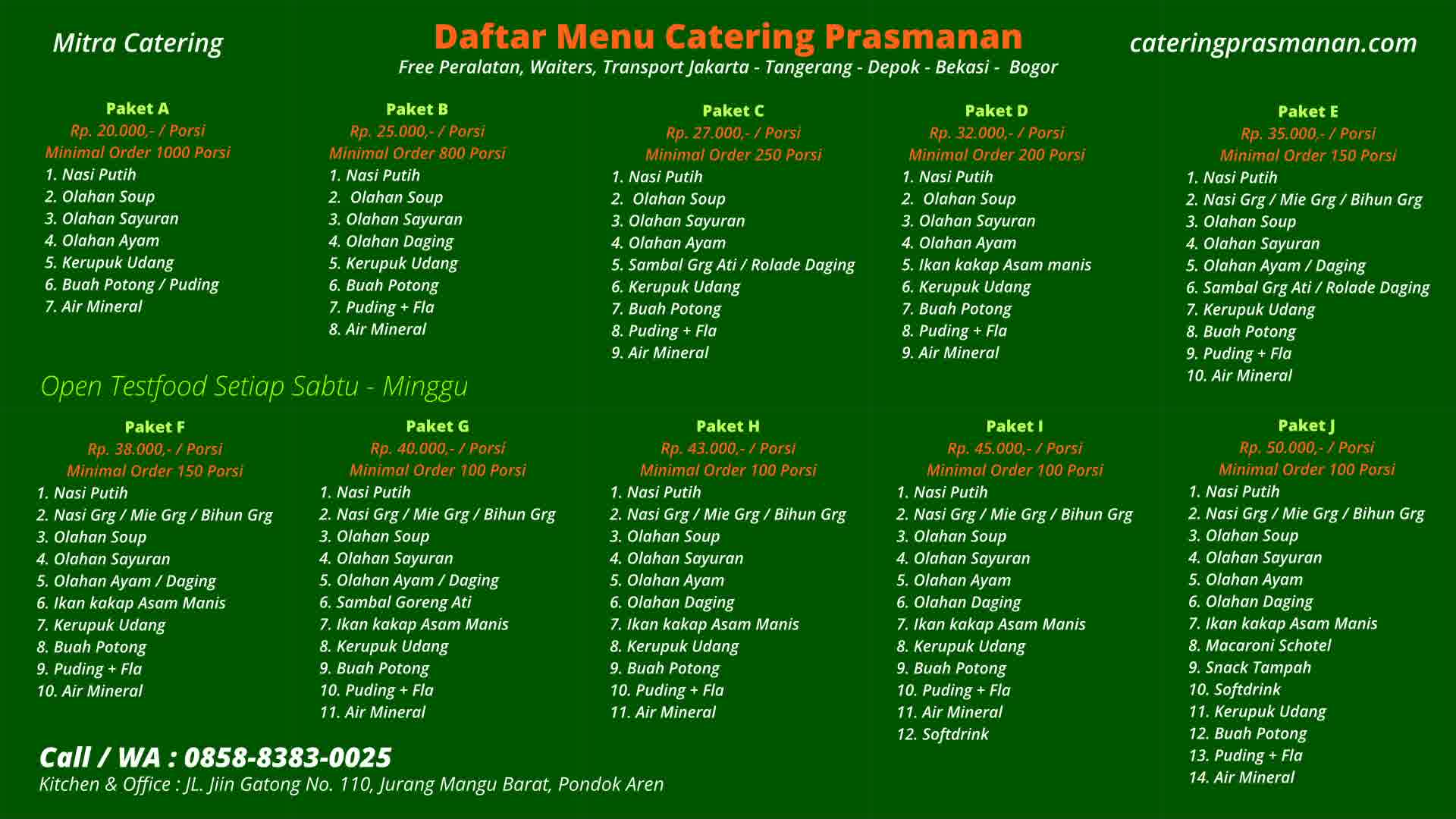 daftar harga catering prasmanan di cibinong untuk pernikahan, lamaran, khitanan