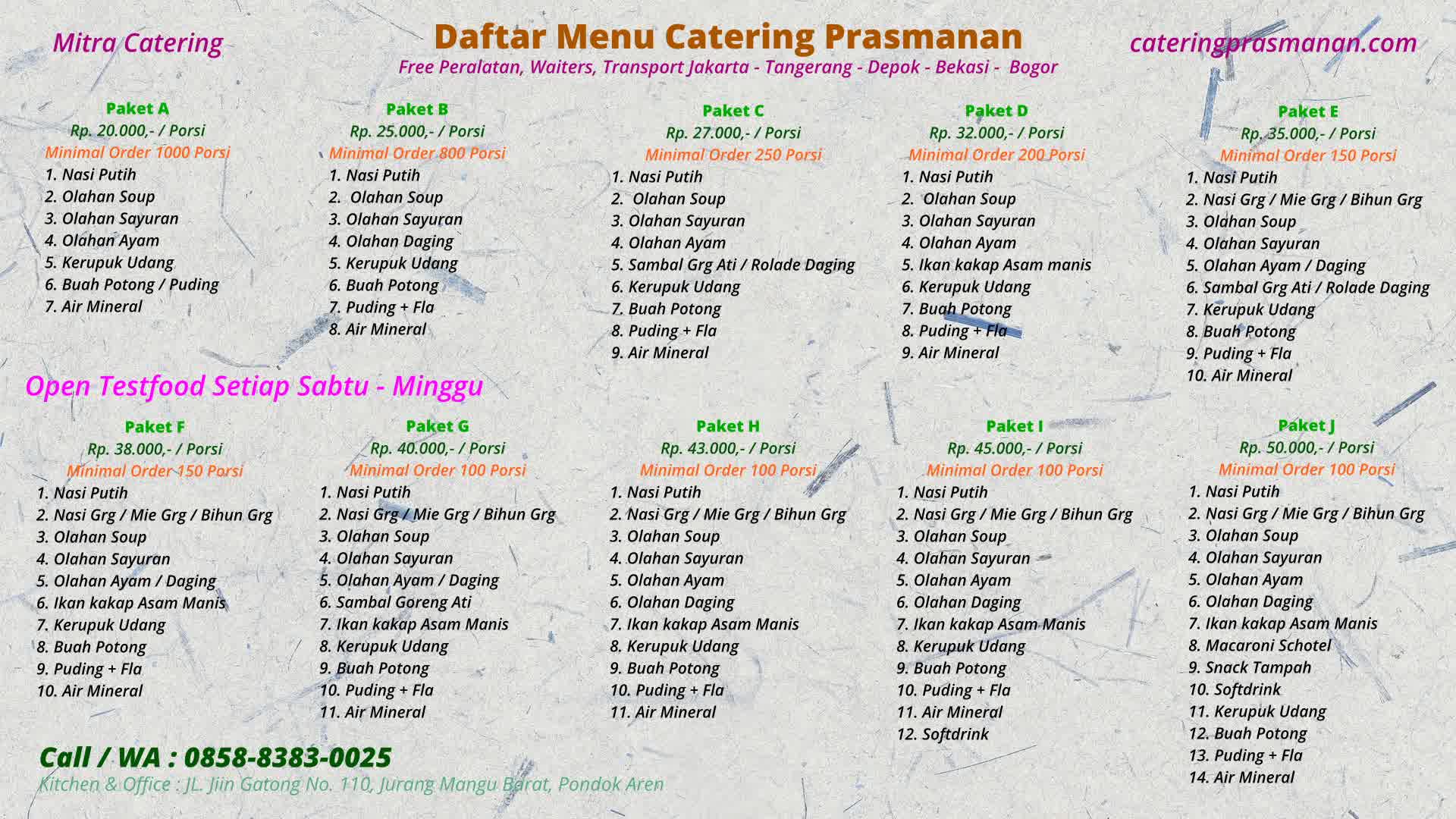 Daftar menu catering pernikahan di Jakarta Timur